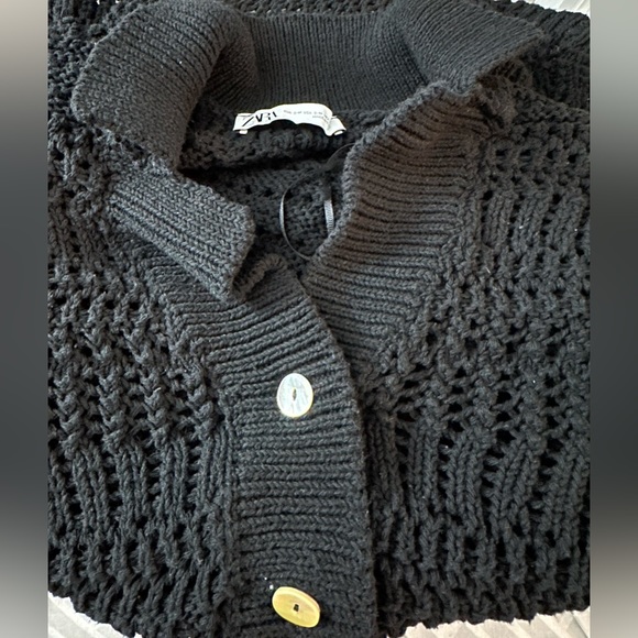 Zara Pointelle Knit Polo Sweater - S/M - Picture 9 of 11